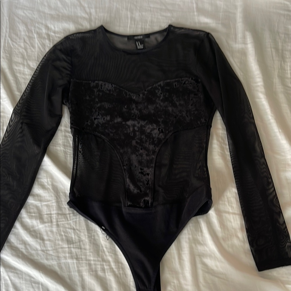 Forever 21 Black Mesh Bodysuit